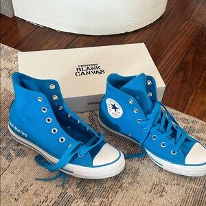 Converse Blue High-Top Sneakers with custom embroidery